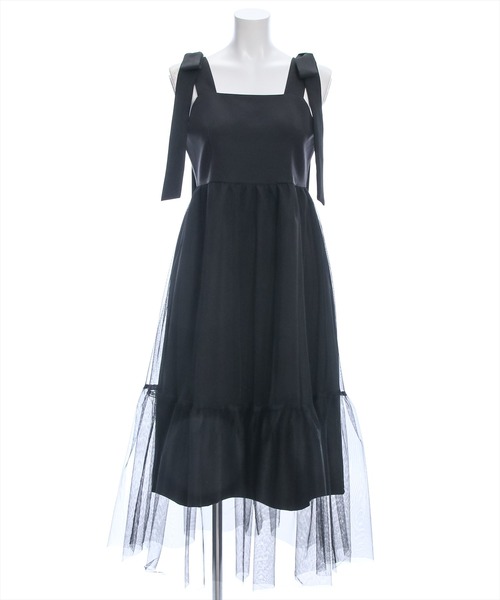 clear（クリア）の「肩リボンチュールロングワンピース≪2024SS≫（ワンピース・レディース・ブラック/アイボリー・F）」の14枚目の写真