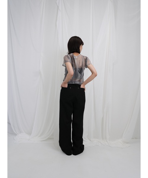 Enewd nina（エニュードニーナ）の「【ZOZO限定】マーブル シアー トップス ギャザー シースルー カットアウト カットソー 半袖（Tシャツ/カットソー・レディース・ブラック/ブルー・FREE）」の21枚目の写真