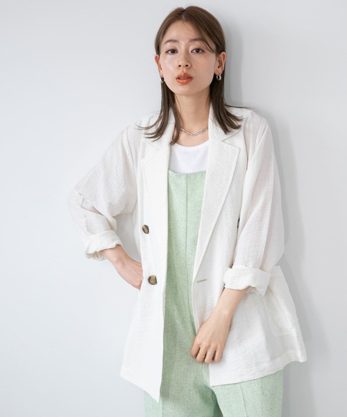 URBAN RESEARCH Sonny Label(アーバンリサーチサニーレーベル)の「ライトシアーシャツジャケット(テーラードジャケット・レディース・ブラック/イエロー系その他/オフホワイト・FREE)」の9枚目の写真