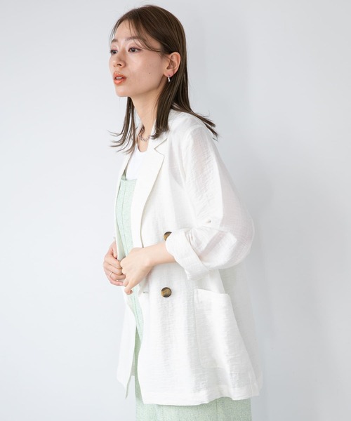 URBAN RESEARCH Sonny Label(アーバンリサーチサニーレーベル)の「ライトシアーシャツジャケット(テーラードジャケット・レディース・ブラック/イエロー系その他/オフホワイト・FREE)」の7枚目の写真