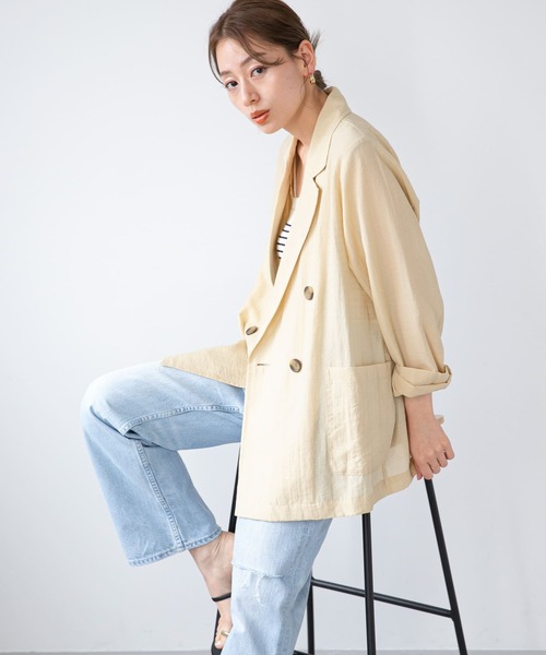 URBAN RESEARCH Sonny Label(アーバンリサーチサニーレーベル)の「ライトシアーシャツジャケット(テーラードジャケット・レディース・ブラック/イエロー系その他/オフホワイト・FREE)」の18枚目の写真