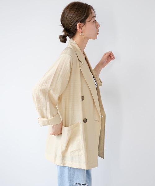 URBAN RESEARCH Sonny Label(アーバンリサーチサニーレーベル)の「ライトシアーシャツジャケット(テーラードジャケット・レディース・ブラック/イエロー系その他/オフホワイト・FREE)」の15枚目の写真