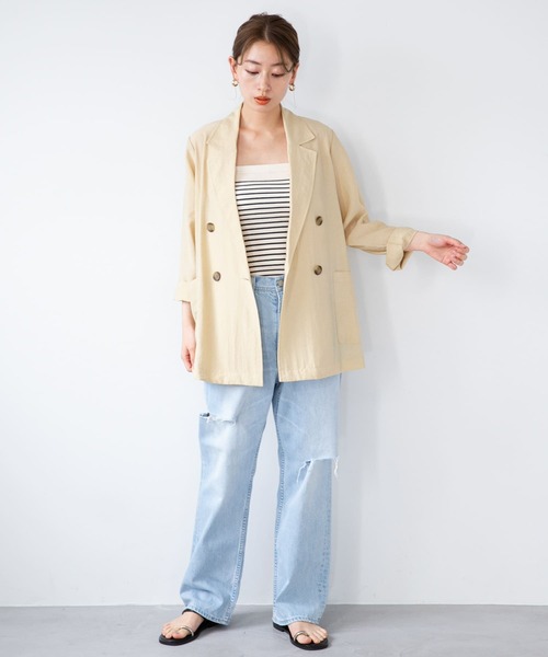 URBAN RESEARCH Sonny Label(アーバンリサーチサニーレーベル)の「ライトシアーシャツジャケット(テーラードジャケット・レディース・ブラック/イエロー系その他/オフホワイト・FREE)」の13枚目の写真