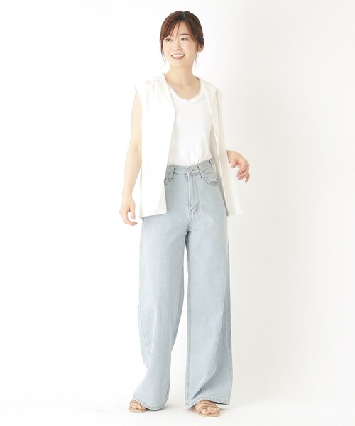 LAURA ASHLEY(ローラアシュレイ)の「【綿混素材】チュールタンクトップ(タンクトップ・レディース・ホワイト/スモーキーグリーン系・38)」の5枚目の写真