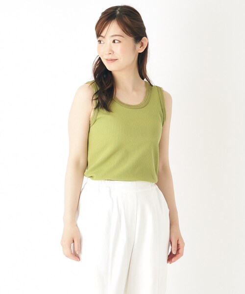 LAURA ASHLEY(ローラアシュレイ)の「【綿混素材】チュールタンクトップ(タンクトップ・レディース・ホワイト/スモーキーグリーン系・38)」の7枚目の写真