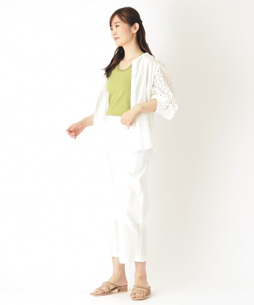 LAURA ASHLEY(ローラアシュレイ)の「【綿混素材】チュールタンクトップ(タンクトップ・レディース・ホワイト/スモーキーグリーン系・38)」の9枚目の写真