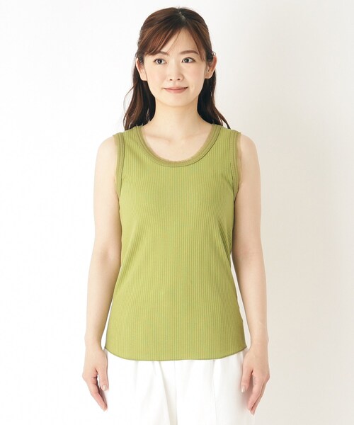 LAURA ASHLEY(ローラアシュレイ)の「【綿混素材】チュールタンクトップ(タンクトップ・レディース・ホワイト/スモーキーグリーン系・38)」の11枚目の写真
