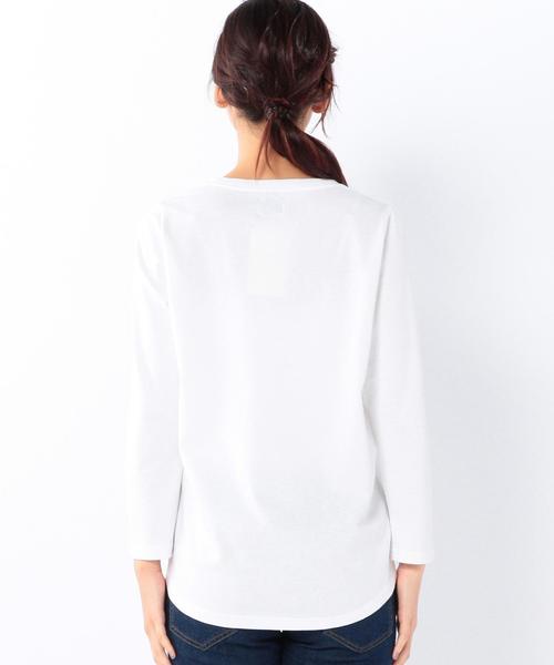 coen（コーエン）の「USAコットンポケットロングTシャツ（Tシャツ/カットソー・レディース・ホワイト/グレー・LARGE/MEDIUM）」の8枚目の写真