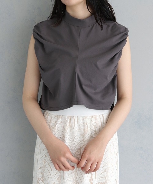 tシャツ 「＆g'aime」サイドギャザーデザイントップス　Side-Gathered Panel T-Shirt レディース &g'aime tシャツ 「＆g'aime」サイドギャザーデザイントップス