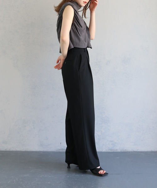 &g'aime（アンジェム）の「【&g’aime】サイドギャザーハイネックトップス（Tシャツ/カットソー・レディース・ブラック/ホワイト/チャコールグレー・FREE）」の22枚目の写真