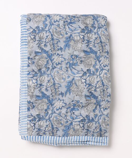 collex(コレックス)の「【別注】ブロックプリント キルティング ブランケット 140×200cm(ブランケット・レディース・イエロー/ブルー・フリー)」の2枚目の写真