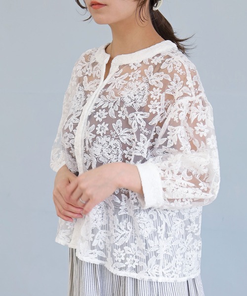 Crisp(クリスプ)の「【ZOZO限定】シアーレースパフスリーブブラウス(シャツ/ブラウス・レディース・ブラック/ホワイト・FREE)」の8枚目の写真