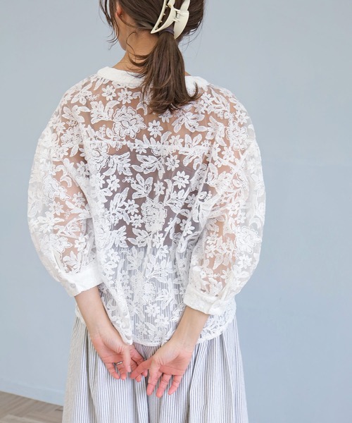 Crisp(クリスプ)の「【ZOZO限定】シアーレースパフスリーブブラウス(シャツ/ブラウス・レディース・ブラック/ホワイト・FREE)」の11枚目の写真