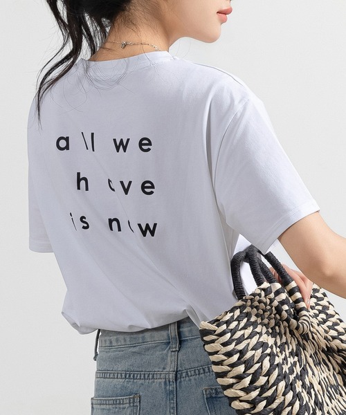 DAY CLOSET(デイ クローゼット)の「レディース 半袖英字バックプリントTシャツ(Tシャツ/カットソー・レディース・オートミール/チャコールグレー/ホワイト/ピンク/ブラック・FREE)」の2枚目の写真