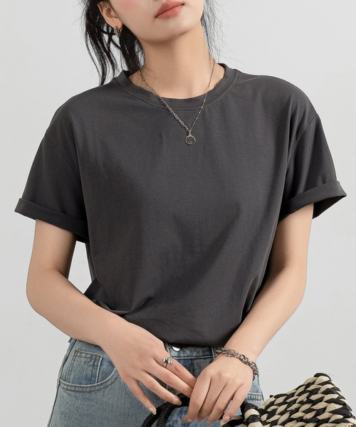 DAY CLOSET(デイ クローゼット)の「レディース 半袖英字バックプリントTシャツ(Tシャツ/カットソー・レディース・オートミール/チャコールグレー/ホワイト/ピンク/ブラック・FREE)」の20枚目の写真