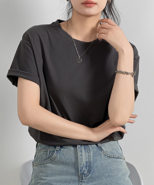 DAY CLOSET(デイ クローゼット)の「レディース 半袖英字バックプリントTシャツ(Tシャツ/カットソー・レディース・オートミール/チャコールグレー/ホワイト/ピンク/ブラック・FREE)」の21枚目の写真