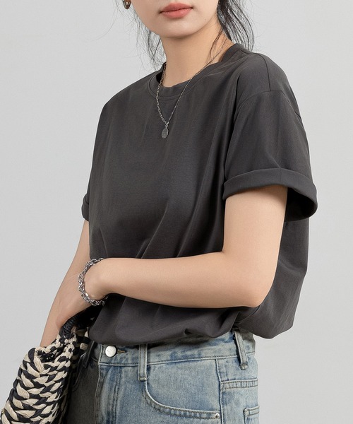 DAY CLOSET(デイ クローゼット)の「レディース 半袖英字バックプリントTシャツ(Tシャツ/カットソー・レディース・オートミール/チャコールグレー/ホワイト/ピンク/ブラック・FREE)」の22枚目の写真