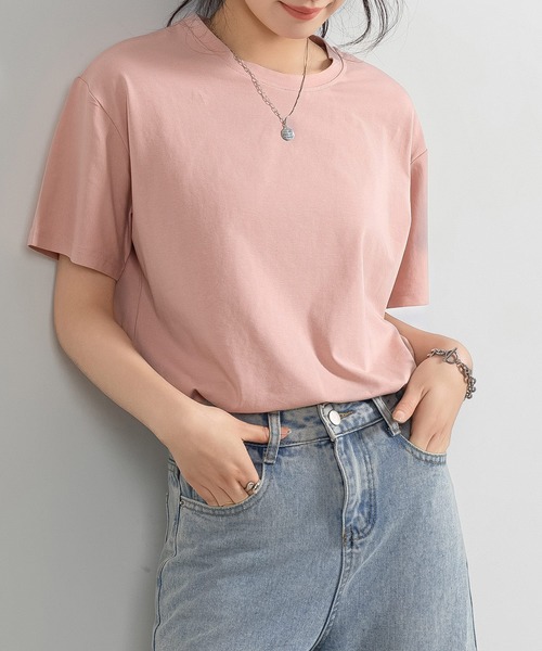 DAY CLOSET(デイ クローゼット)の「レディース 半袖英字バックプリントTシャツ(Tシャツ/カットソー・レディース・オートミール/チャコールグレー/ホワイト/ピンク/ブラック・FREE)」の8枚目の写真