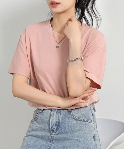 DAY CLOSET(デイ クローゼット)の「レディース 半袖英字バックプリントTシャツ(Tシャツ/カットソー・レディース・オートミール/チャコールグレー/ホワイト/ピンク/ブラック・FREE)」の9枚目の写真