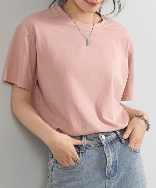 DAY CLOSET(デイ クローゼット)の「レディース 半袖英字バックプリントTシャツ(Tシャツ/カットソー・レディース・オートミール/チャコールグレー/ホワイト/ピンク/ブラック・FREE)」の7枚目の写真