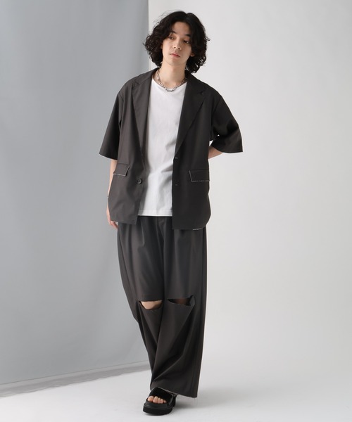 HARE（ハレ）の「【SET UP対応】カットオフジャケット(HARE)（テーラードジャケット・メンズ・グレー/ブラック・FREE）」の7枚目の写真