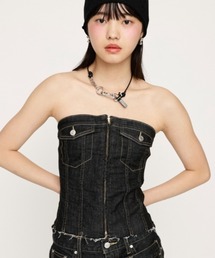 SLY | FRONT ZIP CORSET-E フロント ジップ コルセット イー(チューブトップ)