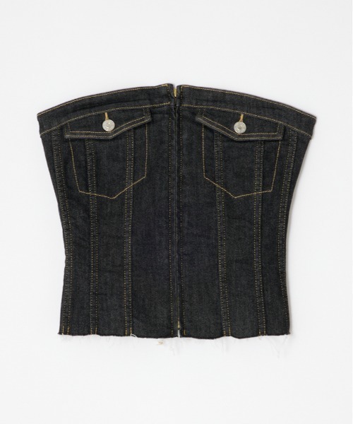 SLY FRONT ZIP CORSET-E デニム SLY（スライ）の「FRONT ZIP CORSET-E フロント ジップ