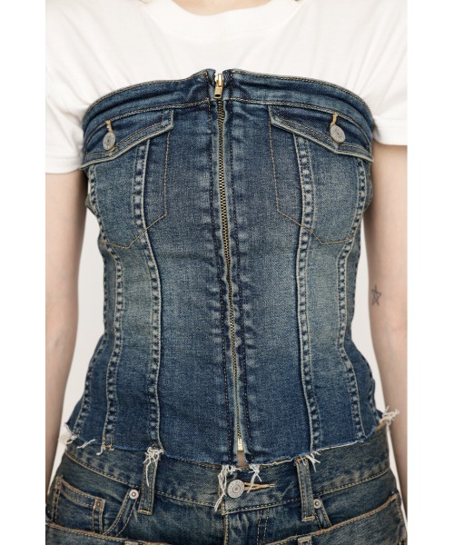 SLY FRONT ZIP CORSET-E デニム SLY（スライ）の「FRONT ZIP CORSET-E フロント ジップ