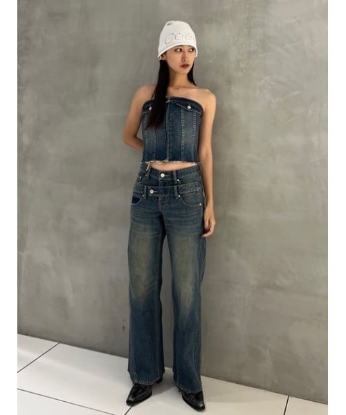 SLY FRONT ZIP CORSET-E デニム SLY（スライ）の「FRONT ZIP CORSET-E フロント ジップ