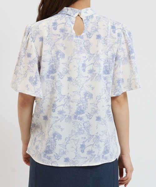 Stella McCartney ブラウス 花柄 ボウタイ ブルー系 Stella McCartney ブラウス 花柄 ボウタイ ブルー系