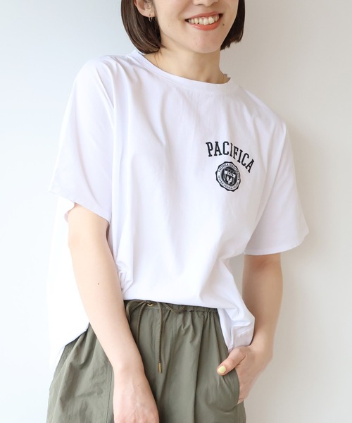 MICA&DEAL(マイカ&ディール)の「"PACIFICA"ロゴドルマンT-shirt(Tシャツ/カットソー・レディース・ホワイト/ブルー・FREE)」の3枚目の写真