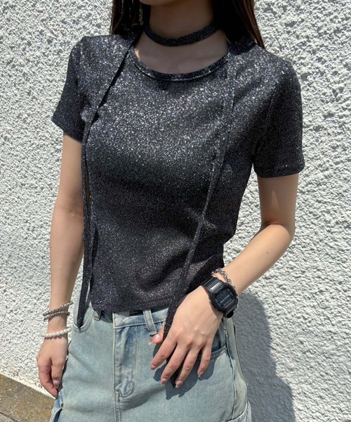 ENVYM（アンビー）の「アシメヘムラメトップス（Tシャツ/カットソー・レディース・ブラック/ブルー/グレー・FREE）」の4枚目の写真
