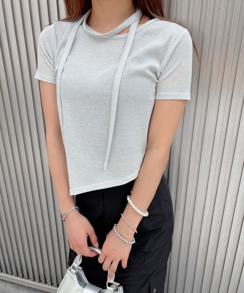 ENVYM（アンビー）の「アシメヘムラメトップス（Tシャツ/カットソー・レディース・ブラック/ブルー/グレー・FREE）」の9枚目の写真