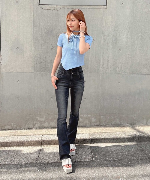 ENVYM（アンビー）の「アシメヘムラメトップス（Tシャツ/カットソー・レディース・ブラック/ブルー/グレー・FREE）」の21枚目の写真