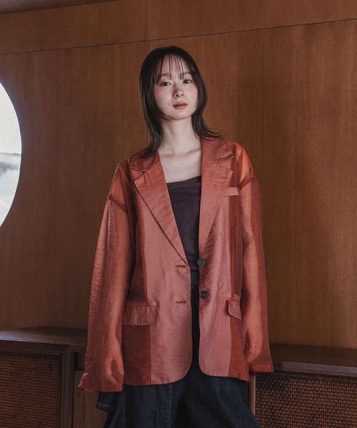 セール】shell like button sheer jacket / シェル調ボタン