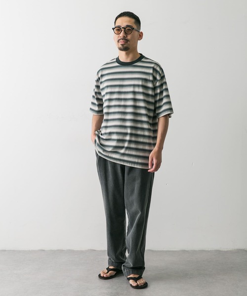 URBAN RESEARCH DOORS(アーバンリサーチドアーズ)の「グラデーションボーダー ショートスリーブ Tシャツ(Tシャツ/カットソー・メンズ・グリーン系その他/ブラック系その他・MEDIUM/LARGE)」の18枚目の写真