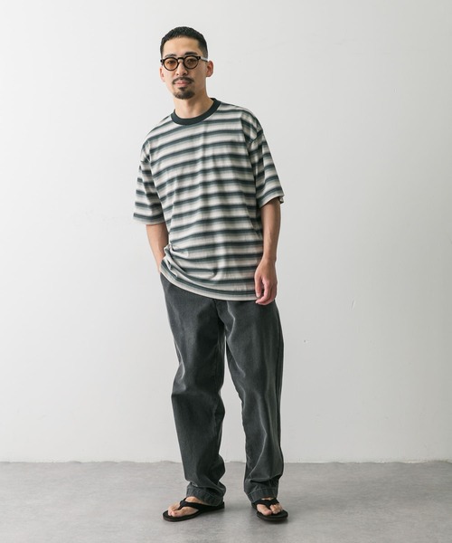 URBAN RESEARCH DOORS(アーバンリサーチドアーズ)の「グラデーションボーダー ショートスリーブ Tシャツ(Tシャツ/カットソー・メンズ・グリーン系その他/ブラック系その他・MEDIUM/LARGE)」の17枚目の写真