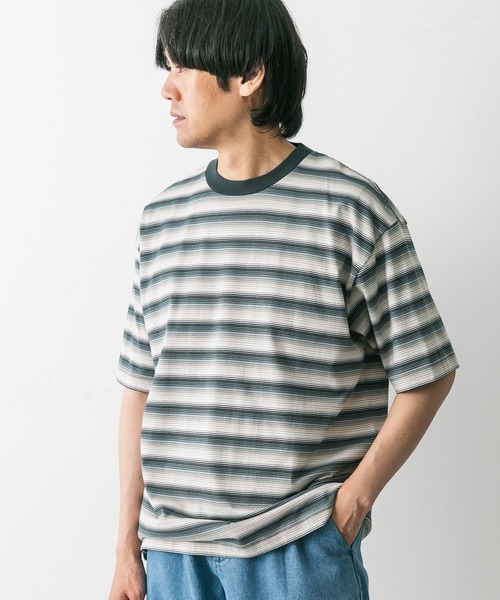 URBAN RESEARCH DOORS(アーバンリサーチドアーズ)の「グラデーションボーダー ショートスリーブ Tシャツ(Tシャツ/カットソー・メンズ・グリーン系その他/ブラック系その他・MEDIUM/LARGE)」の15枚目の写真