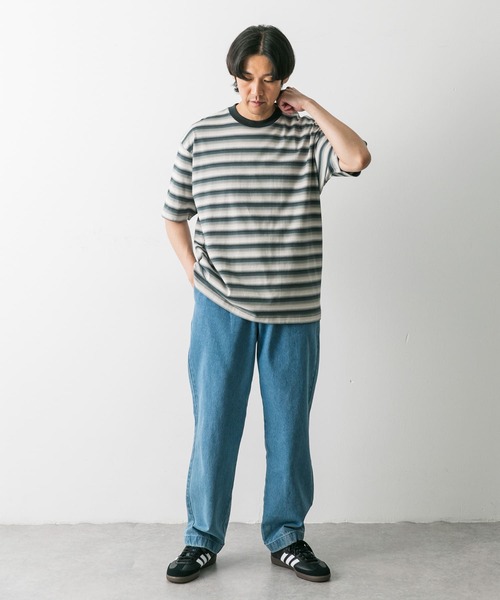 URBAN RESEARCH DOORS(アーバンリサーチドアーズ)の「グラデーションボーダー ショートスリーブ Tシャツ(Tシャツ/カットソー・メンズ・グリーン系その他/ブラック系その他・MEDIUM/LARGE)」の10枚目の写真