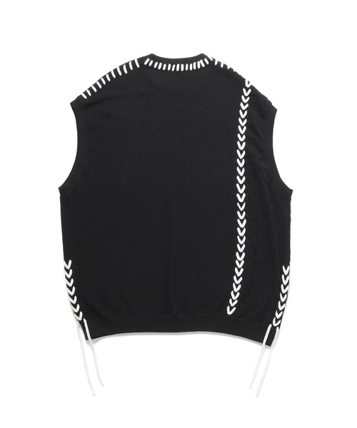 JUNRED（ジュンレッド）の「ビッグステッチニットベスト（ベスト・メンズ・ブルー系その他4/チャコールグレー/ブラック・L/S/M）」の5枚目の写真