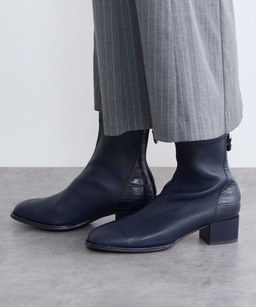 HIMIKO（ヒミコ）の「【HIMIKO】型押しコンビストレッチブーツ/641420（ブーツ・レディース・ネイビー/ボルドー/ブラック/グレー・22.5cm/23.5cm/24.5cm/25.0cm/23.0cm/24.0cm/22.0cm/25.5cm/26.0cm/26.5cm/21.5cm）」の4枚目の写真