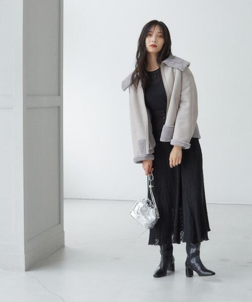 PROPORTION BODY DRESSING（プロポーションボディドレッシング）の「フェイクムートンコート / 1214252901（ステンカラーコート・レディース・グレー/ベージュ・MEDIUM/SMALL）」の6枚目の写真