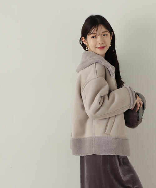 PROPORTION BODY DRESSING（プロポーションボディドレッシング）の「フェイクムートンコート / 1214252901（ステンカラーコート・レディース・グレー/ベージュ・MEDIUM/SMALL）」の10枚目の写真