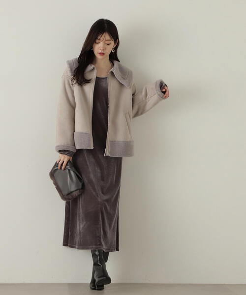 PROPORTION BODY DRESSING（プロポーションボディドレッシング）の「フェイクムートンコート / 1214252901（ステンカラーコート・レディース・グレー/ベージュ・MEDIUM/SMALL）」の11枚目の写真