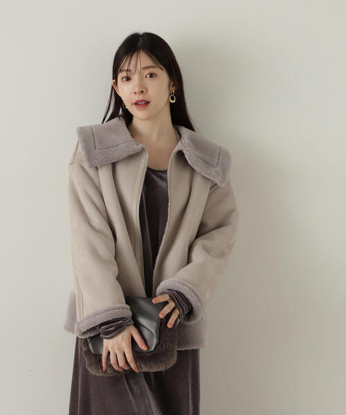 PROPORTION BODY DRESSING（プロポーションボディドレッシング）の「フェイクムートンコート / 1214252901（ステンカラーコート・レディース・グレー/ベージュ・MEDIUM/SMALL）」の13枚目の写真