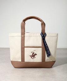 【BEVERLY HILLS POLO CLUB/ビバリーヒルズポロクラブ】ワンポイントポニー刺繍エルガリーパーテーション トートバッグL