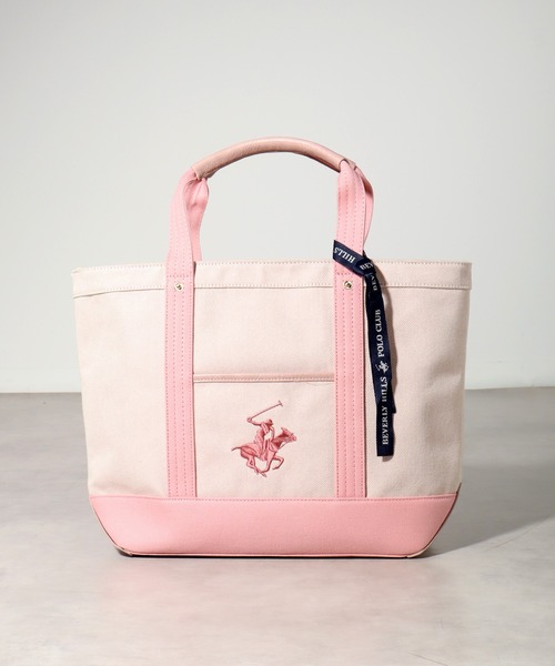 【セール】【Beverly Hills Polo Club/ビバリーヒルズポロクラブ】ワンポイントポニー刺繍エルガリーパーテーション トートバッグＬ（トートバッグ）｜BEVERLY HILLS POLO CLUB（ビバリーヒルズポロクラブ）