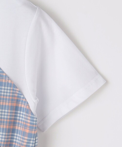 green label relaxing(グリーンレーベルリラクシング)の「TJ 天竺×チェック ドッキング ワンピース / キッズ 140cm-160cm(ワンピース・キッズ・ライトブルー/ブラウン・140cm/160cm/150cm)」の5枚目の写真