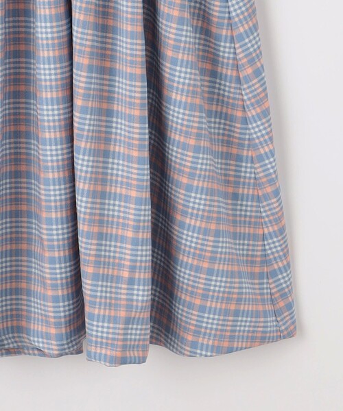 green label relaxing(グリーンレーベルリラクシング)の「TJ 天竺×チェック ドッキング ワンピース / キッズ 140cm-160cm(ワンピース・キッズ・ライトブルー/ブラウン・140cm/160cm/150cm)」の7枚目の写真