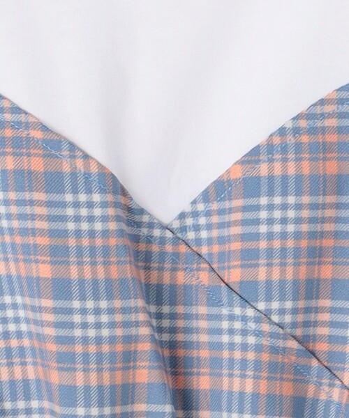 green label relaxing(グリーンレーベルリラクシング)の「TJ 天竺×チェック ドッキング ワンピース / キッズ 140cm-160cm(ワンピース・キッズ・ライトブルー/ブラウン・140cm/160cm/150cm)」の8枚目の写真